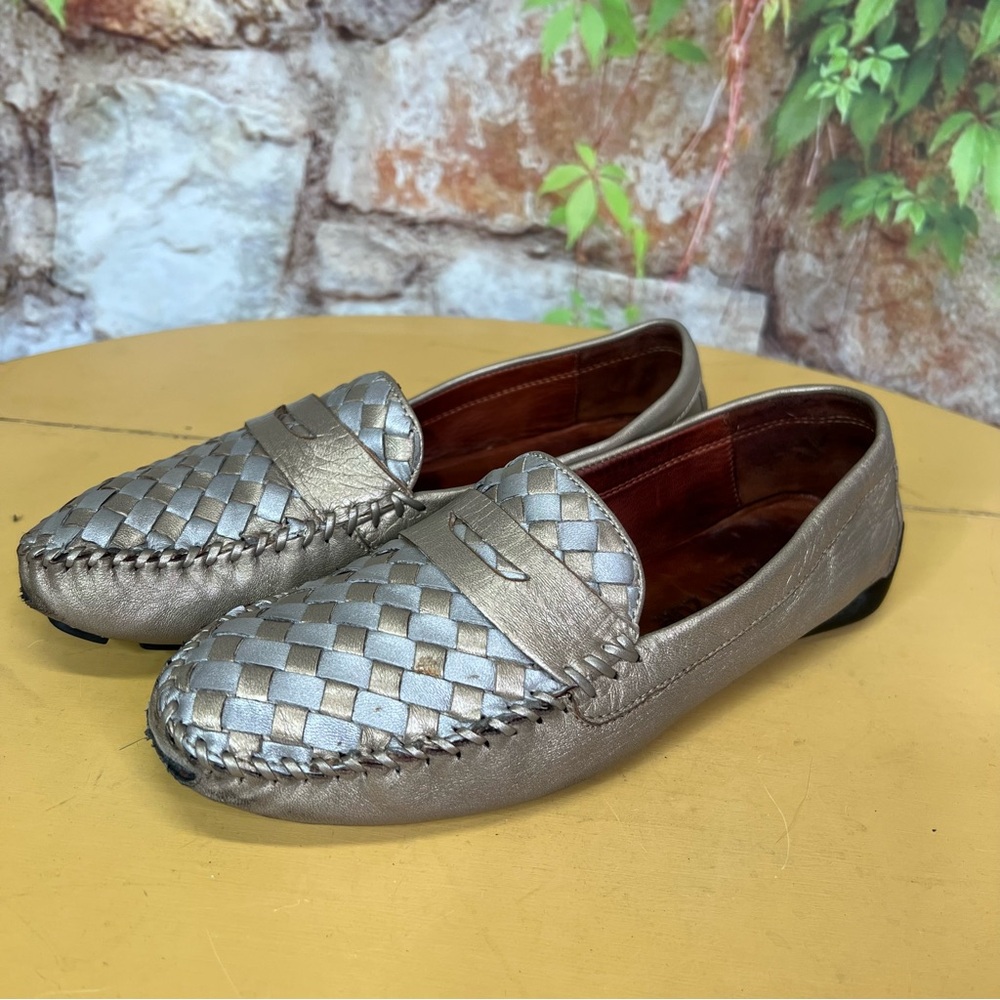 ROBERT ZUR Silver and Gold Glove Leather Driving Mocs, 9.5 - Picture 2 of 10